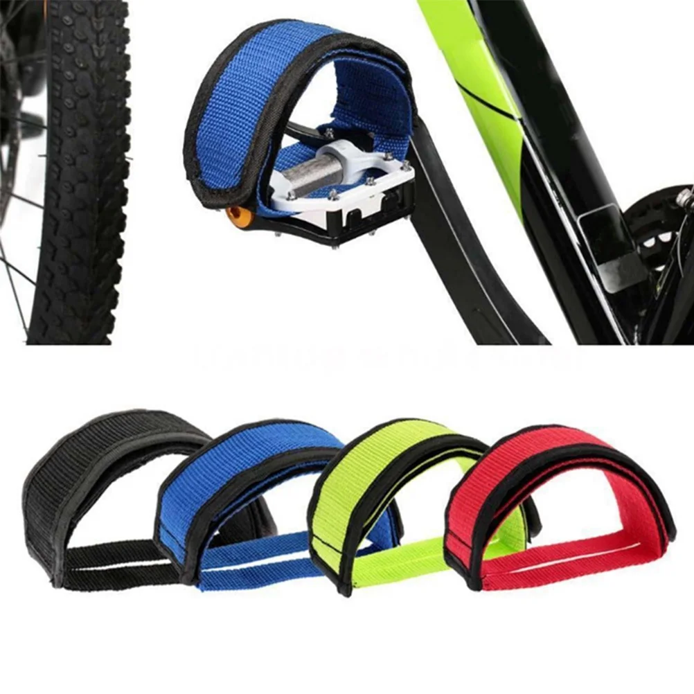 

2 Pairs Bike Toe Straps Clips Pebble Dog Mouth Cover Pedals Bound Feet for Mountain Road Fixed Gear Bicycles Adjustable Nylon