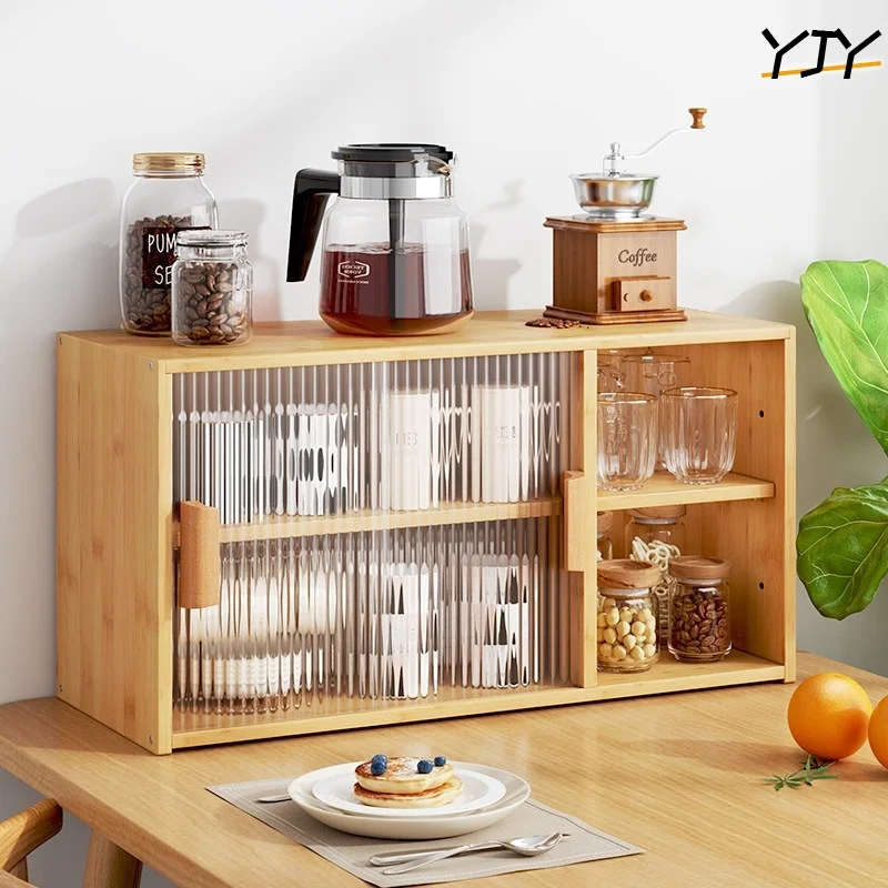 

Bamboo Countertop Storage Cabinet Multi-layer Rack Water Drinking Cup Storage Wine Glass Shelf Mug Coffee Cup Rack MKBJ-04