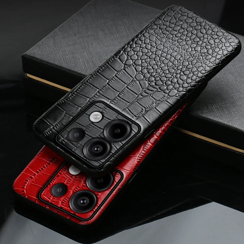 

Genuine Cowhide Leather Phone Case for Xiaomi Poco X6 X7 Pro Redmi Note 14 13 Pro + Plus 5G Mi 13T 14T Pro 14 Ultra Back Cover