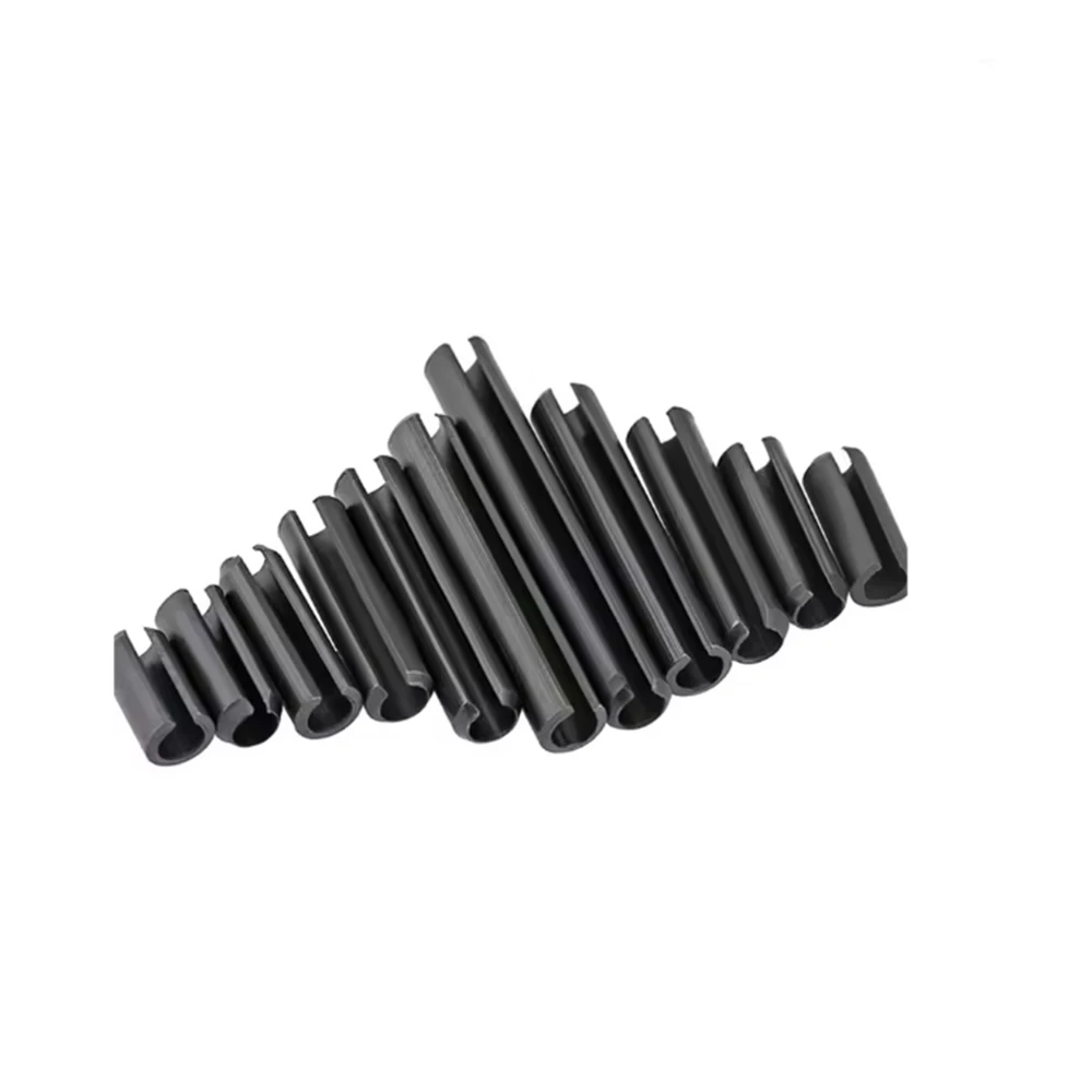 Pasador de resorte de acero 65Mn M4 M5 M6 M8 pasador de posicionamiento abierto cilíndrico negro pasadores de tensión divididos ranurados elásticos longitud 6/8/10-80mm