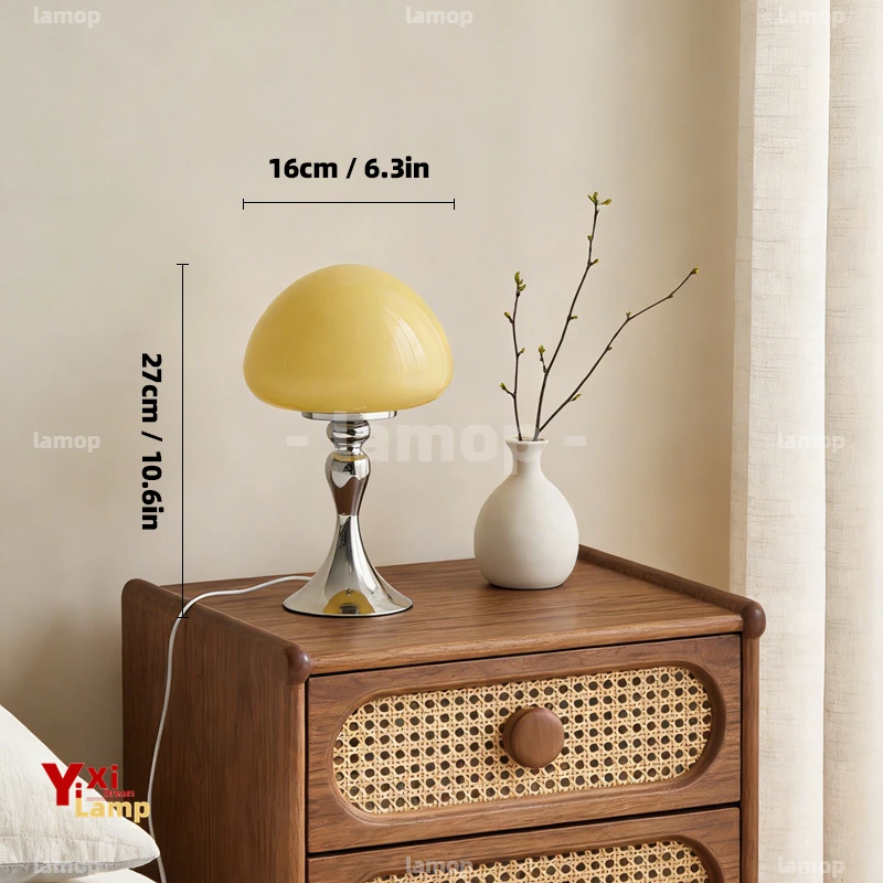 Murano Glass Mushroom Shape Table Lamp Gentle Ambient Glow Cream Style Light For Children Room Leisure Corner Interior