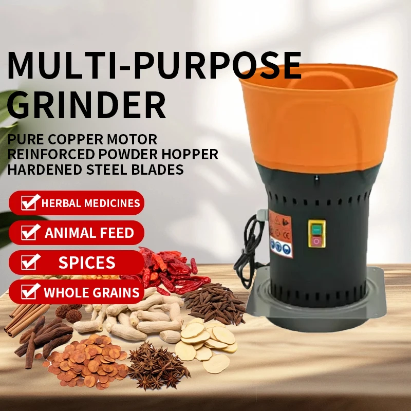 Flour Mill Ultra-Fine Grinder All-in-One Powerful Compact Feed Grinder for Household Grain Processing Multi-Function Pulverizer