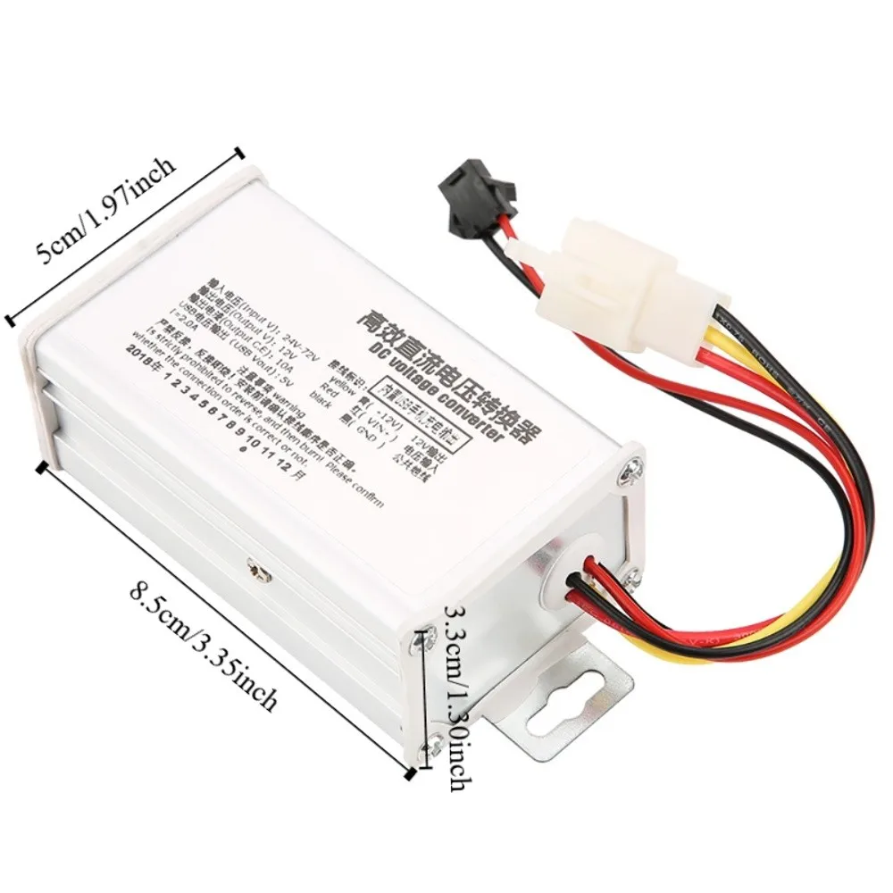 24V-72V to 12V10A DC Converter USB Output 5V2A Safe Reliable DC-DC Power Supply Module Waterproof Transformer Car Power Supply