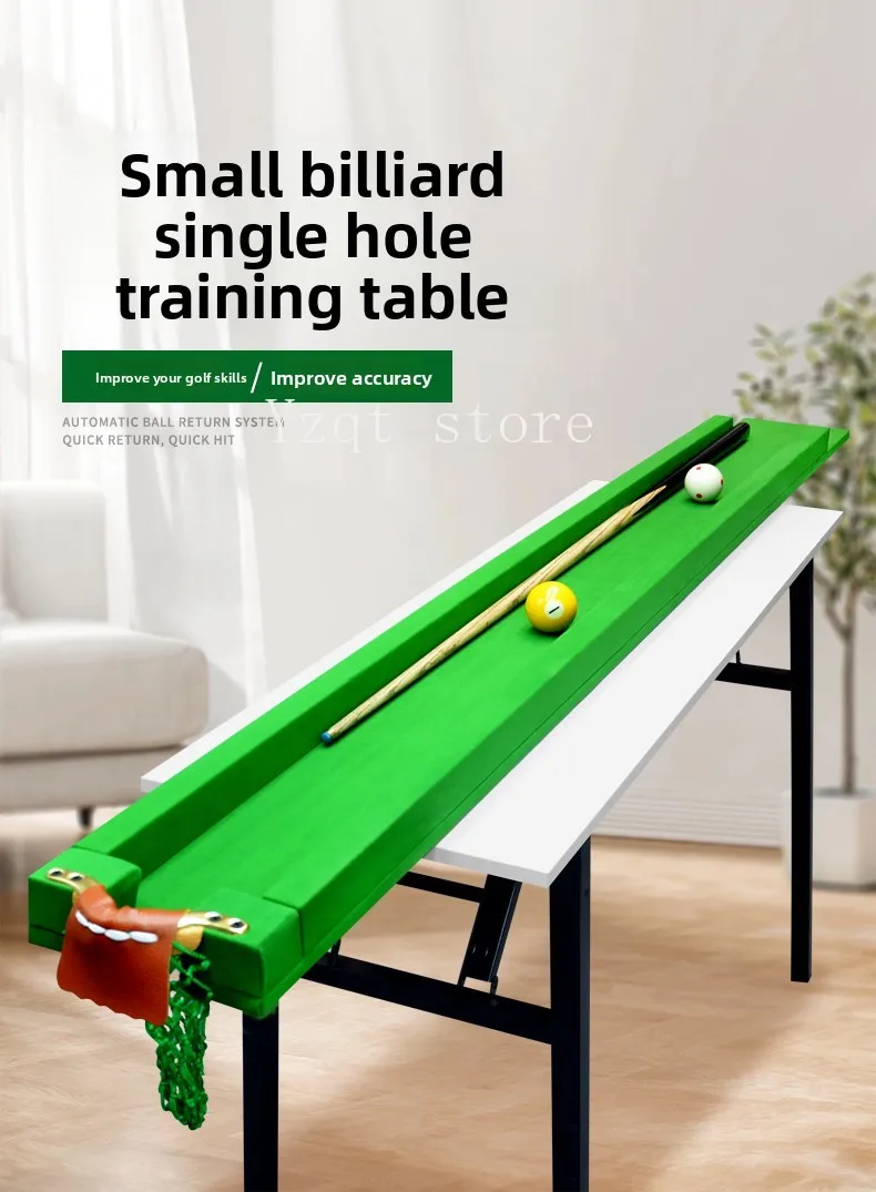 Five-point pool table, home training, no rubber strips on the library side, single hole snooker pocket, small training table