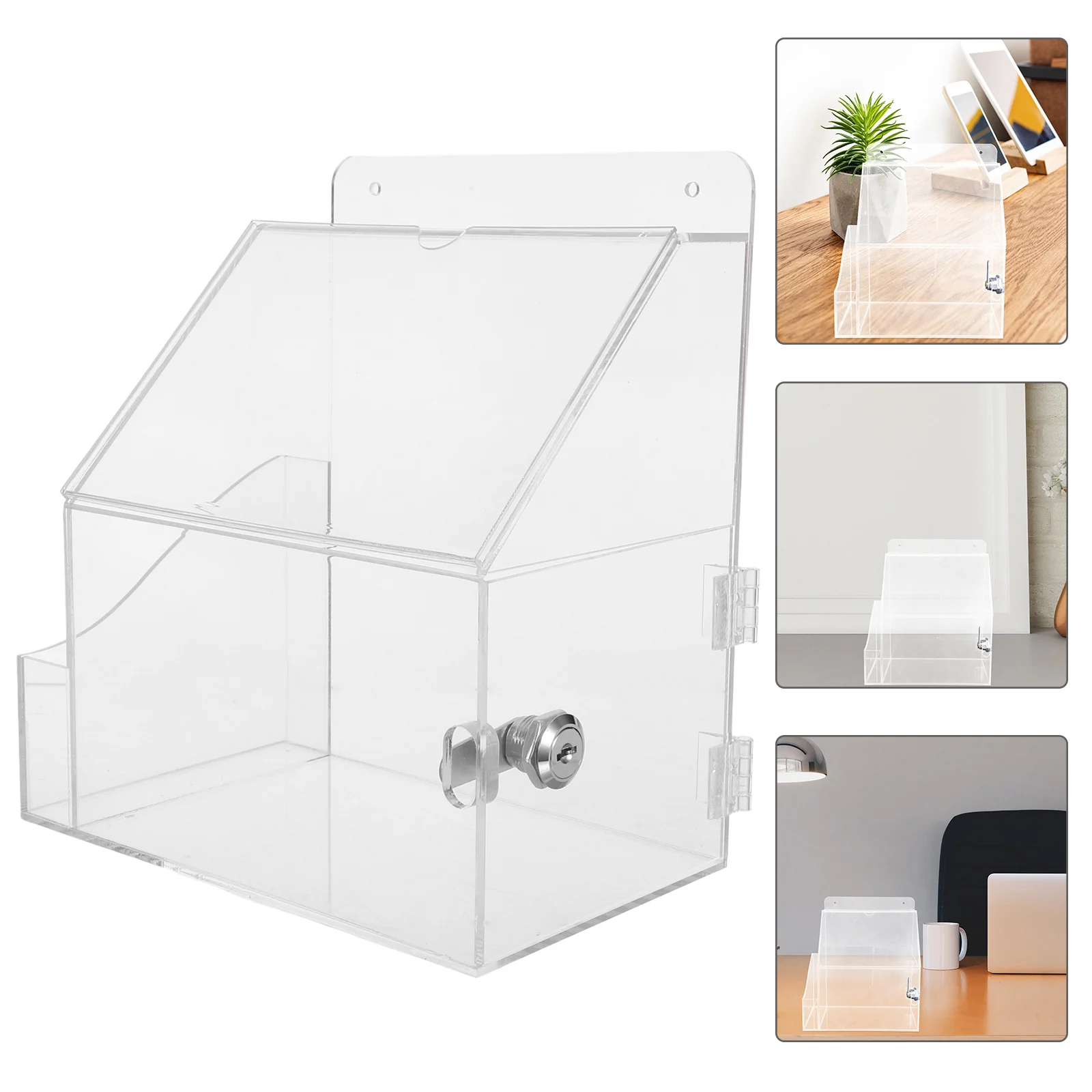 

Clear Acrylic Compact Office Donation For Fundraising Voting Charity Floor-Standing Raffle Ticket Dispenser Locking