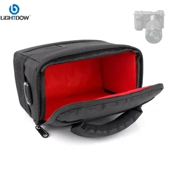 Lightdow Camera Bag for Canon Nikon Sony Fuji Mirrorless Camera Lens Case Camera Storage Pouch with Shoulder Belt