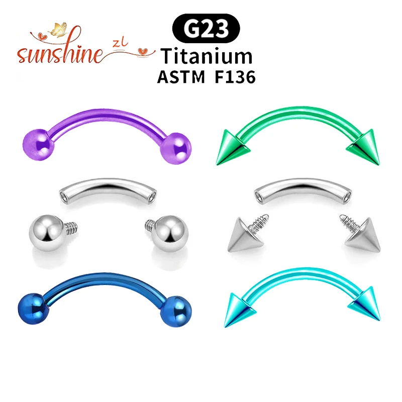 2 قطعة موضوع داخلي G23 التيتانيوم منحني الحديد الحاجب الزنمة اللولب الأذن البطن الشفاه الدائري هيئة ثقب المجوهرات #1