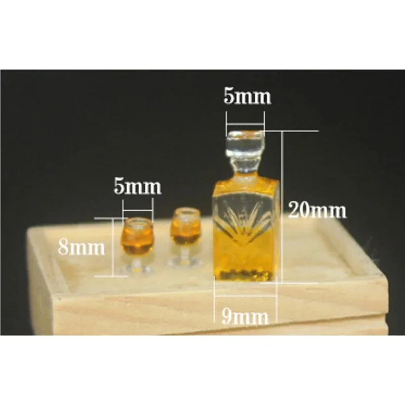 1 Set Cute Mini Wine Bottle With Wine Glass Miniature Food Scene Model Doll House Toys For 1:12 Dollhouse Miniature Accessories