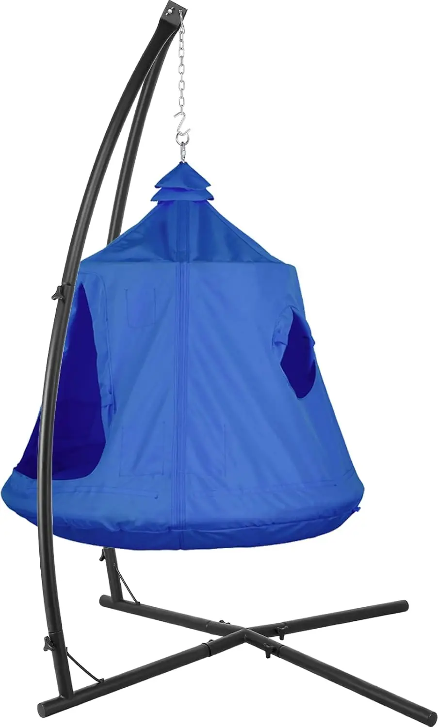 

X-Shaped Hanging Tree Tent w/Swing Chair,Hammock Chair Stand Canopy w/Steel Frame,Bedroom Porch Balcony Garden 330lb (Blue)