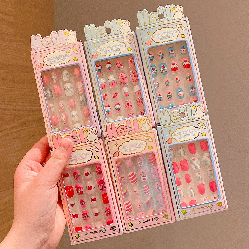 

Nail Art Decoration Children Cartoon Wearable Nail Removable Full Coverage Gel Nail Waterproof Pink Unicorn Nail Art Fake Nails