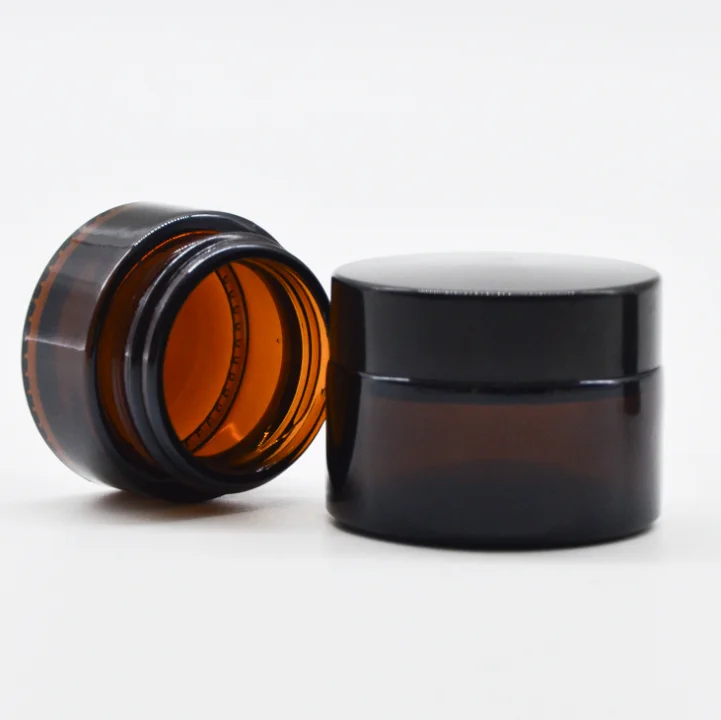 10pcs 5ml/10ml/15ml/20ml/30ml/50ml Glass Amber Cosmetic Face Cream Bottle Lip Balm Container Jar Pots Makeup Vials