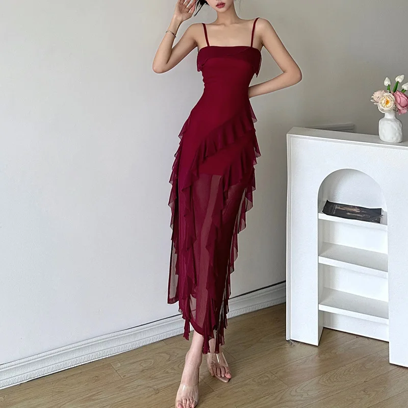 Robe camisole à col une pièce pour femme, coupe couvertes, taille haute, couleur unie, à la mode, nouveau