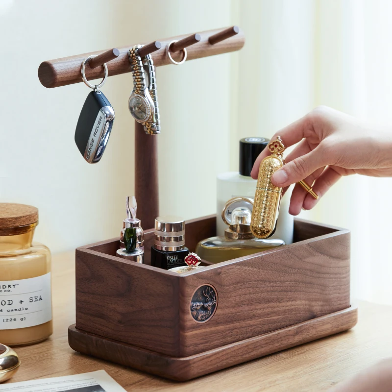 

Solid wood entrance key storage rack jewelry watch earphone rack home entrance door desktop storage box