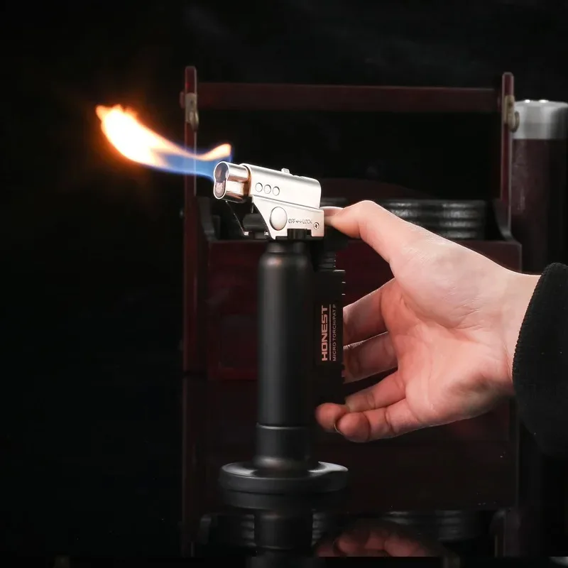 Honest Chalumeau de soudage à flamme directe avec double interrupteur de flamme et verrouillage de sécurité, pour barbecue extérieur, cuisine et cigares