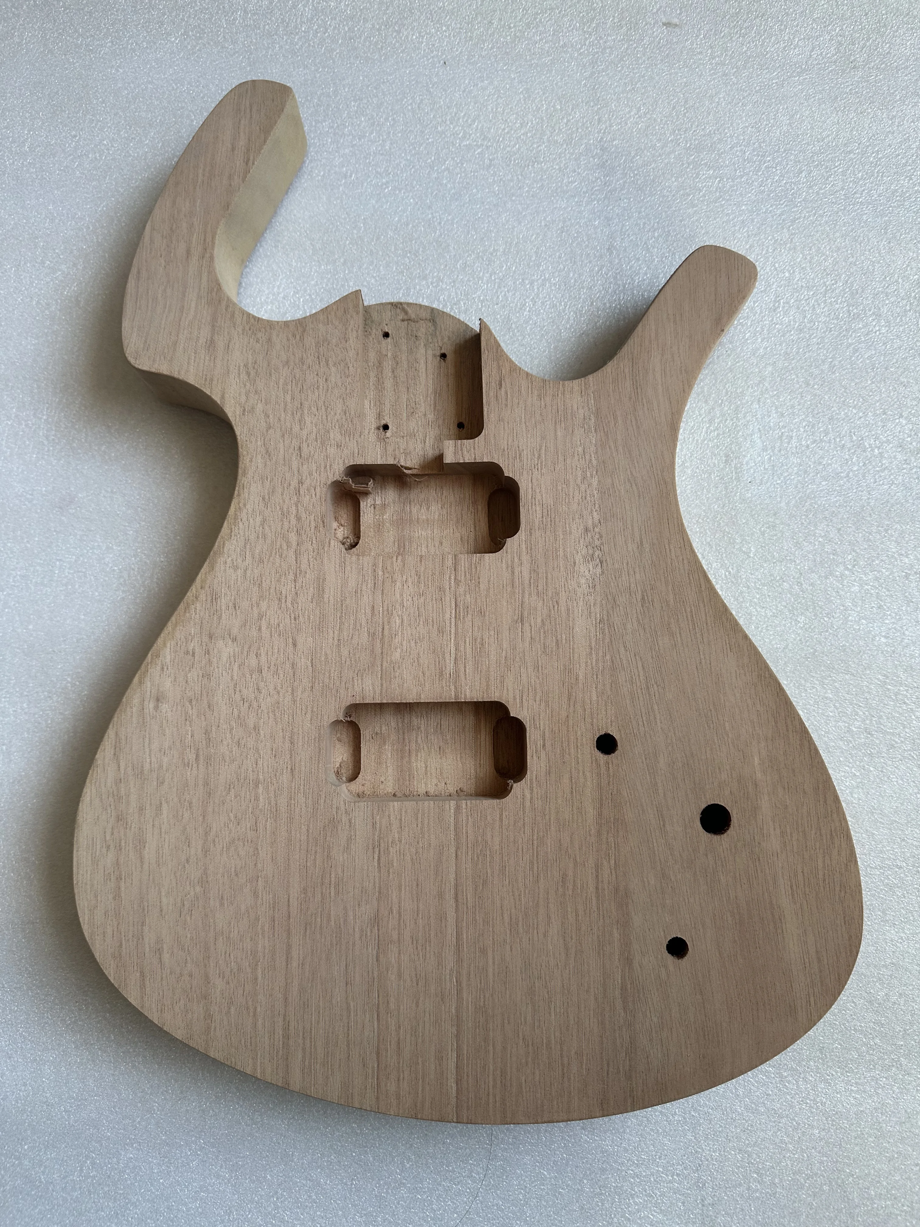 Customized Headless Electric Guitar Body Special Shape, Unfinished Mahogany Wood, 6 String DIY Floyd, 5.7cm Pocket