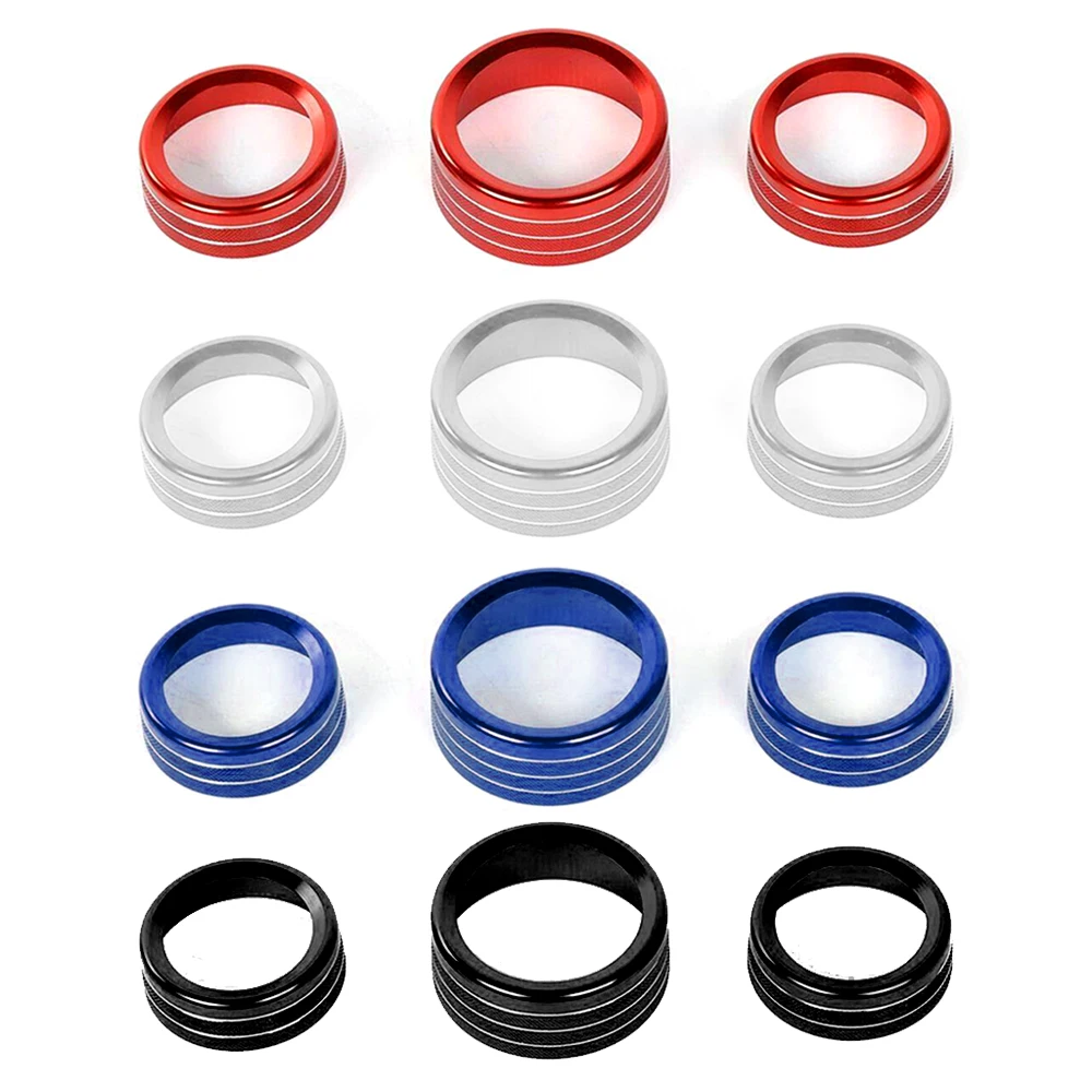 3Pcs Car AC Knob Air Conditioning Knobs Ring Cover Sticker Heat Control Switch Knob Protector For Jeep Grand Cherokee 2014-2021