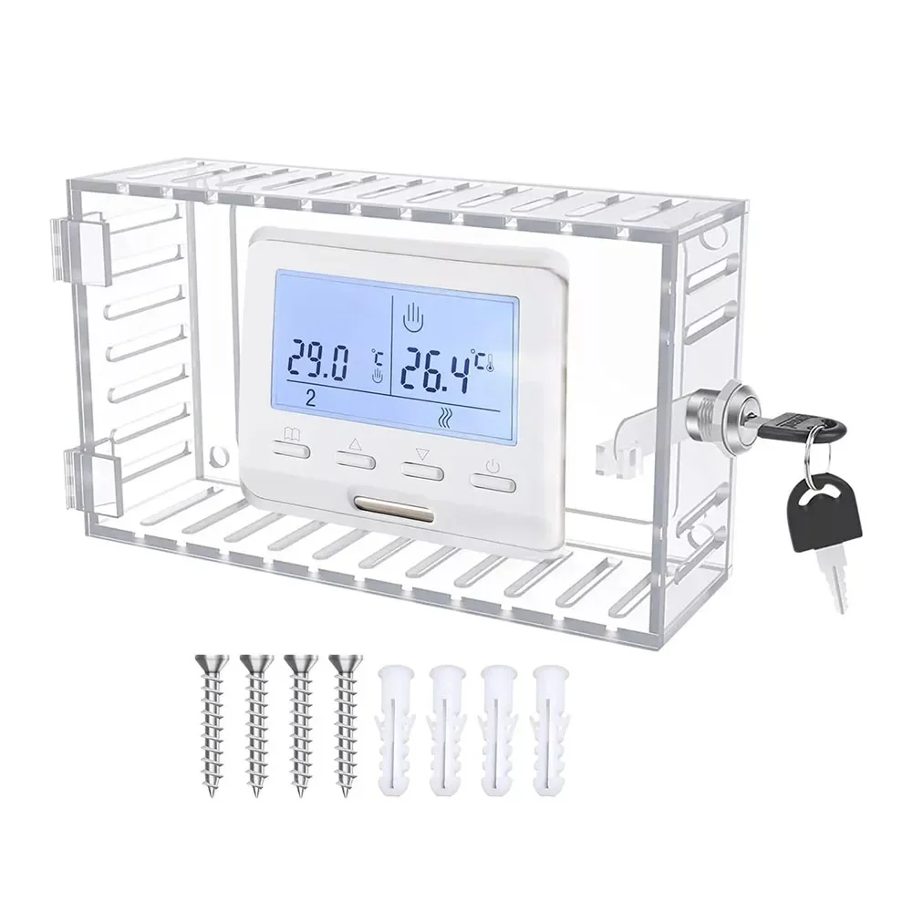 Thermostat Cover Large Universal- Combination Lock Clear Box Guard Wall Mounted Acrylic Thermostat Guards With Safety Lock