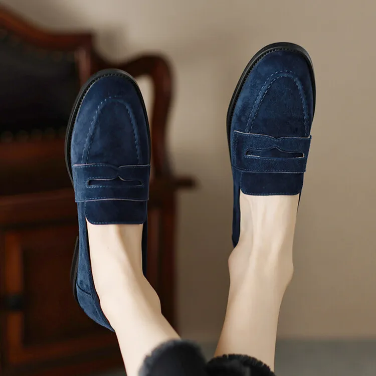 

British Fashion Women Loafers Royal Blue Casual Autumn Flats Slip On Office Lady Work Stilettos Size40 Driving Shoes Espadrilles