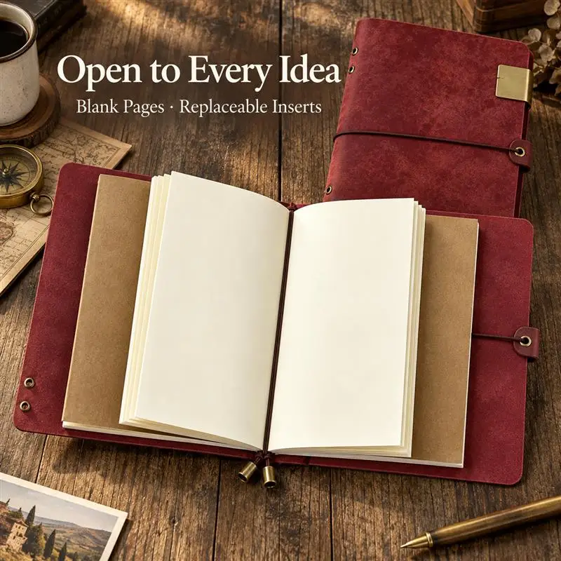 Pueblo Top Grain Leather A5 Red Traveler Notebook Vintage TN Pocket Journal Diary Planner Creative Handmade Custom Engraving