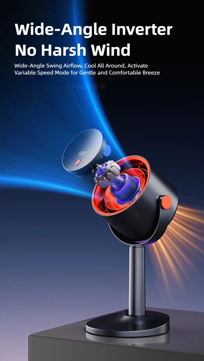 TINSOL Neuer Turbinen-Elektroventilator ohne Rotorblätter, tragbarer Outdoor-Campingventilator, mit Timer-Funktion, geeignet für Büro- und Heimgebrauch. – Detail 11