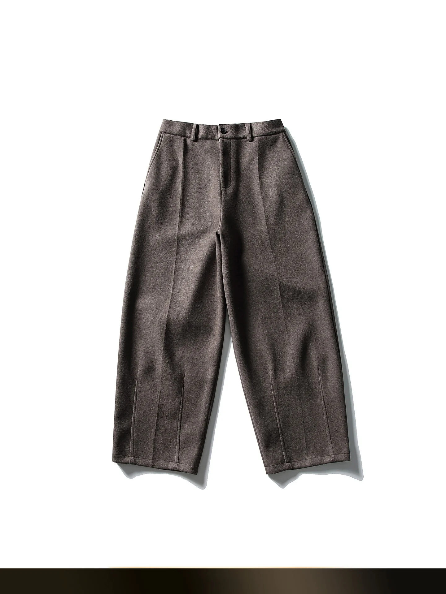 

American Retro Woolen Straight Leg Men's Casual Pants Winter Loose Wide Leg Simple Pure Color Long Trousers