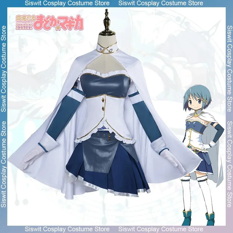 Anime Puella Magi Madoka Magica Miki Sayaka Cosplay disfraz uniformes para batalla accesorios conjunto completo vestido de fiesta de Carnaval Girlx;8