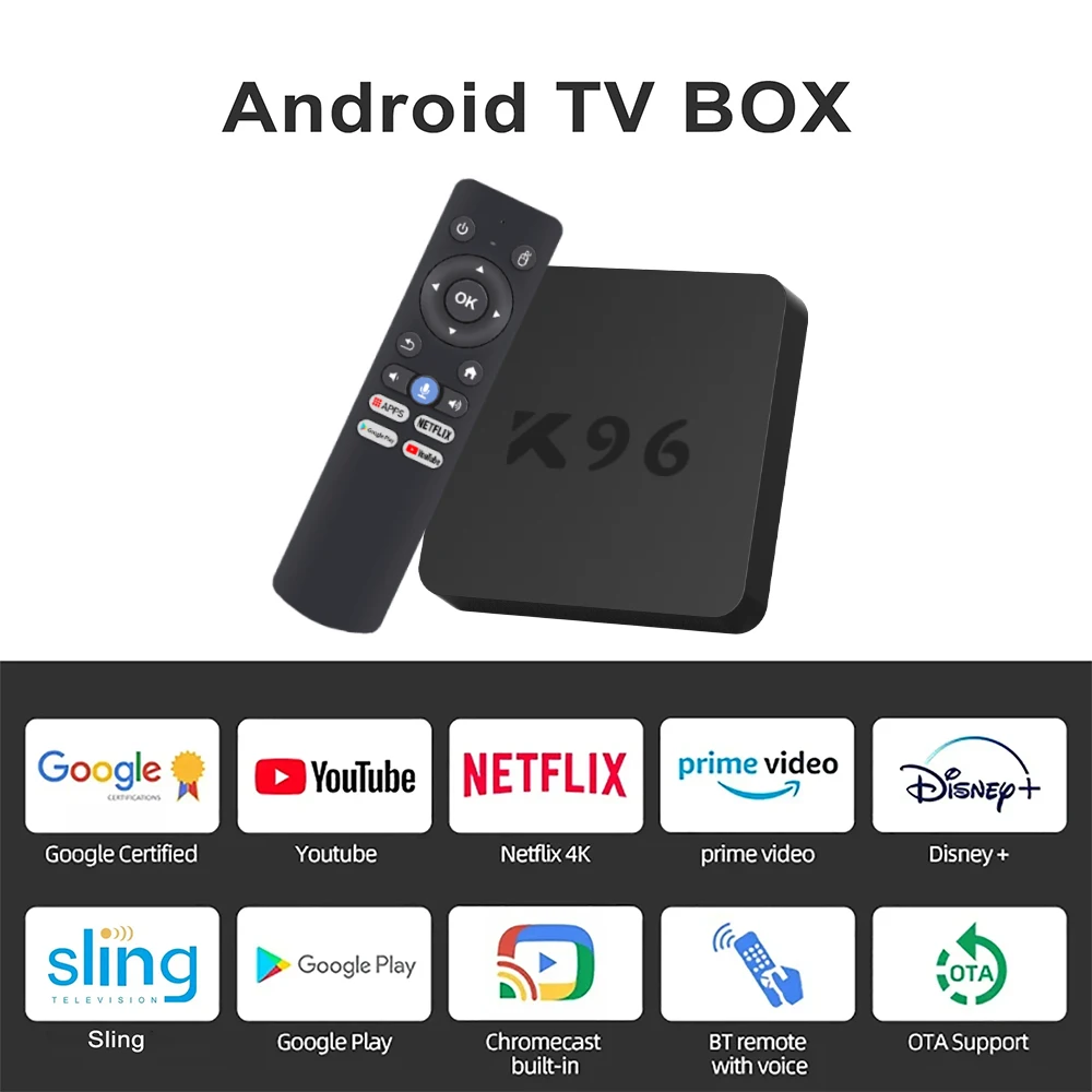 k96 Q1 ATV Android 10 Netflix HDR Smart TV Box Allwinner H313  Dual Wifi BT5.0 Set Top Box Media Player Stereo surround Youtube