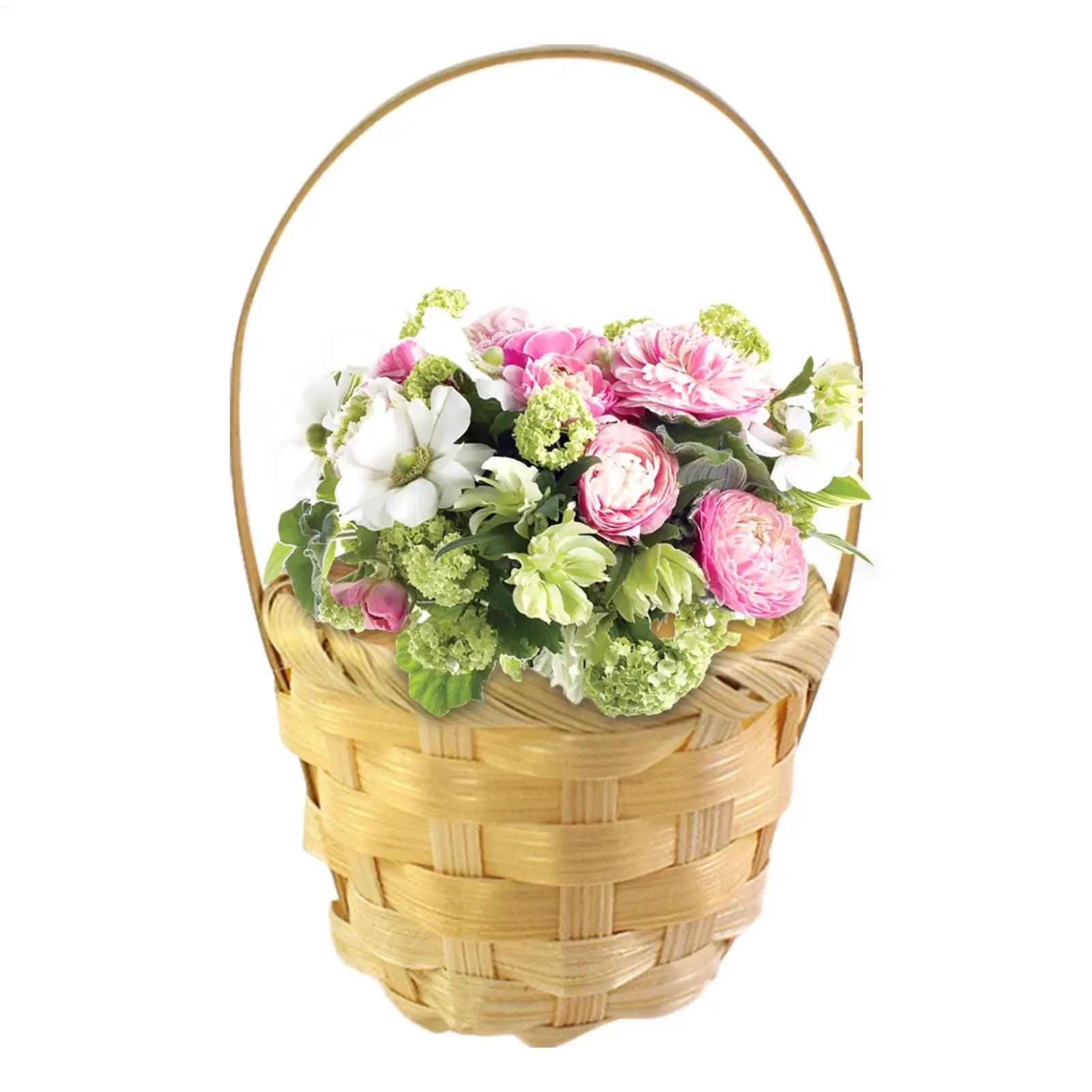 Flower Girl Basket Rustic Basket with Handle Portable Miniature Woven Desktop Ornament For Garden Home Outdoor Wedding Farmhouse