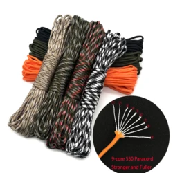 9 Cores Cord 550 Outdoor Camping Survival Kit Paracord 5 15 30M Dia.4mm For Lanyard Parachute Rope Hiking Tent Accessories 4Size