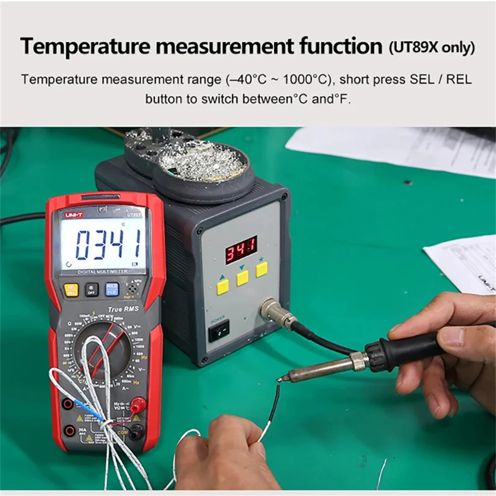 UNI-T 전문 디지털 멀티미터, True RMS AC DC 전류 전압계, Hz Ohm NCV 커패시턴스 저항 테스터, UT89X UT89XD