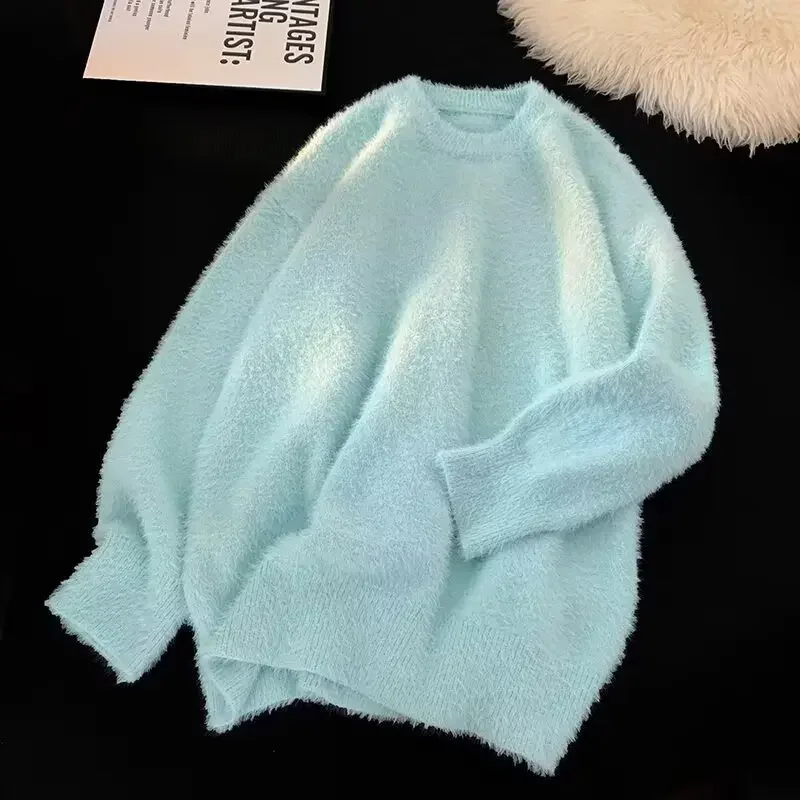 لينة الكشمير الرجال محبوك سترة الخريف الشتاء كسول نمط ملابس داخلية قاعدة طبقة المنك المخملية زوجين ملابس خارجية معطف