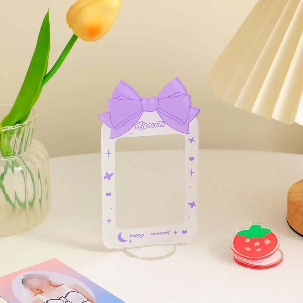 Bowknot Acrylic Kpop Photocard Display Stand 3‑Inch Idol Card Frame Desktop Table Decor Cute Gift for K‑Pop Fans Collectors