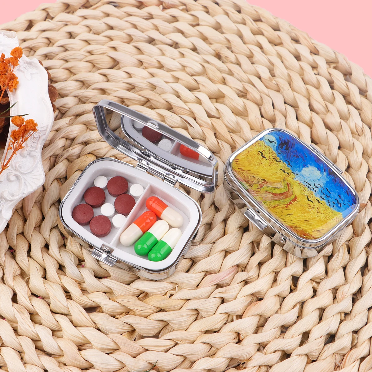 Medizinbox aus Metall für Ölgemälde, Aquarell, Pillenverpackung, Gesundheitsprodukte, feuchtigkeitsbeständiger Aufbewahrungskoffer, personalisierte Schatulle – Detail 3