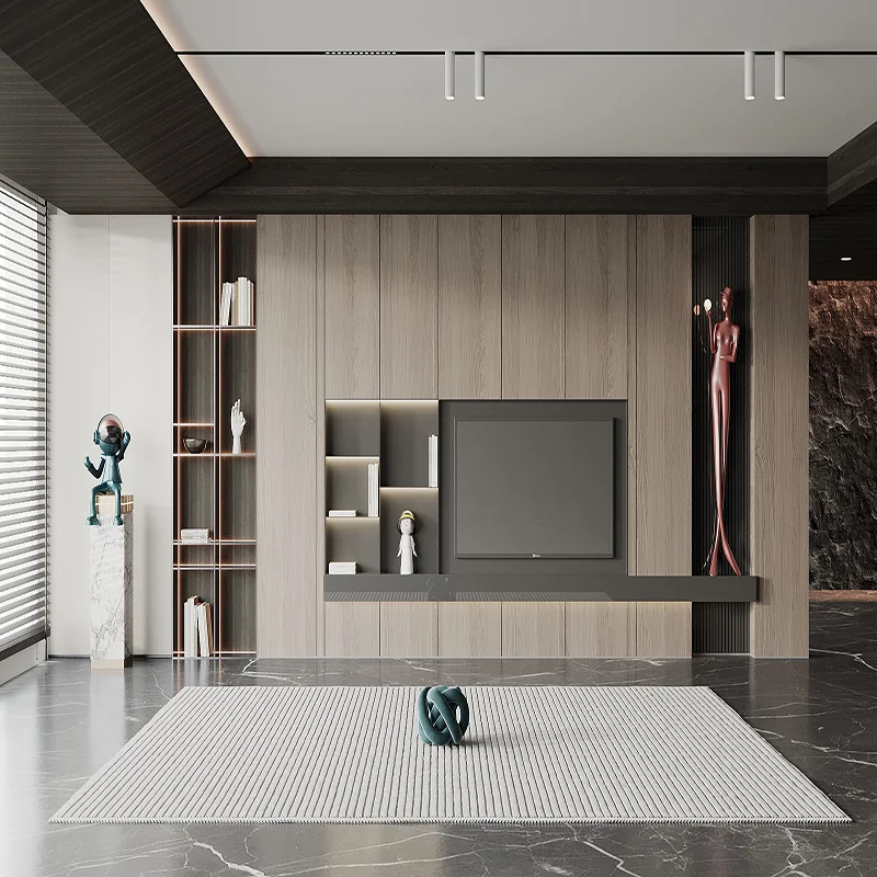 Modern Wall-mounted TV Cabinet with Integrated Lighting for Living Room and Bedroom, TV Cabinet Furniture