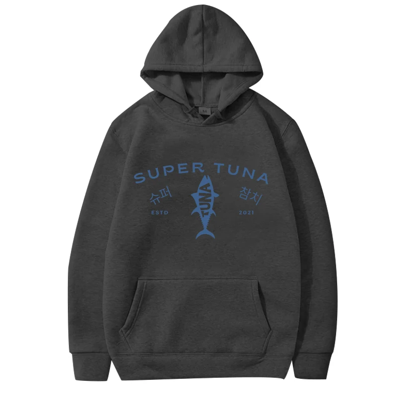 Kpop Korean Jin Super Tuna Fish graphic hoodie 2025 new men women vintage Long sleeve streetwear print oversized hoodie unisex