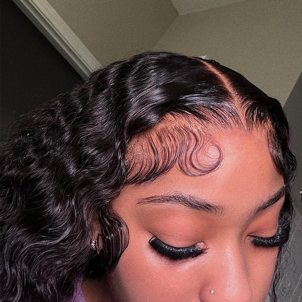 2 pçs bordas de renda cabelo do bebê 4 Polegada bordas de cabelo humano para mulheres laço suíço bordas encaracoladas tiras de cabelo do bebê linha fina cor preta natural