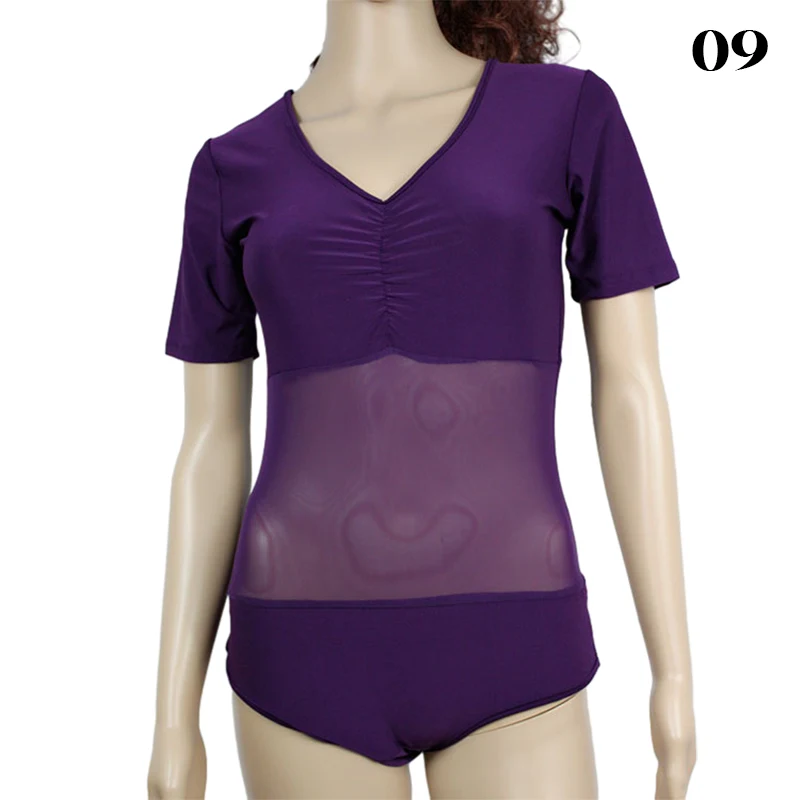 Women Belly Dance Tops Semi-transparent Coat Jumpsuit Short Sleeve Bottoming Shirts Oriental Dance Indian Dance Practice Costume