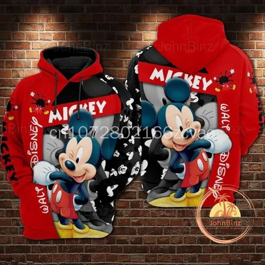 

2024 New Disney Mickey Mouse 3D Hoodies Men's Casual Hip Hop Street Clothing Men's and Women's Long Sleeved Sweatshirts