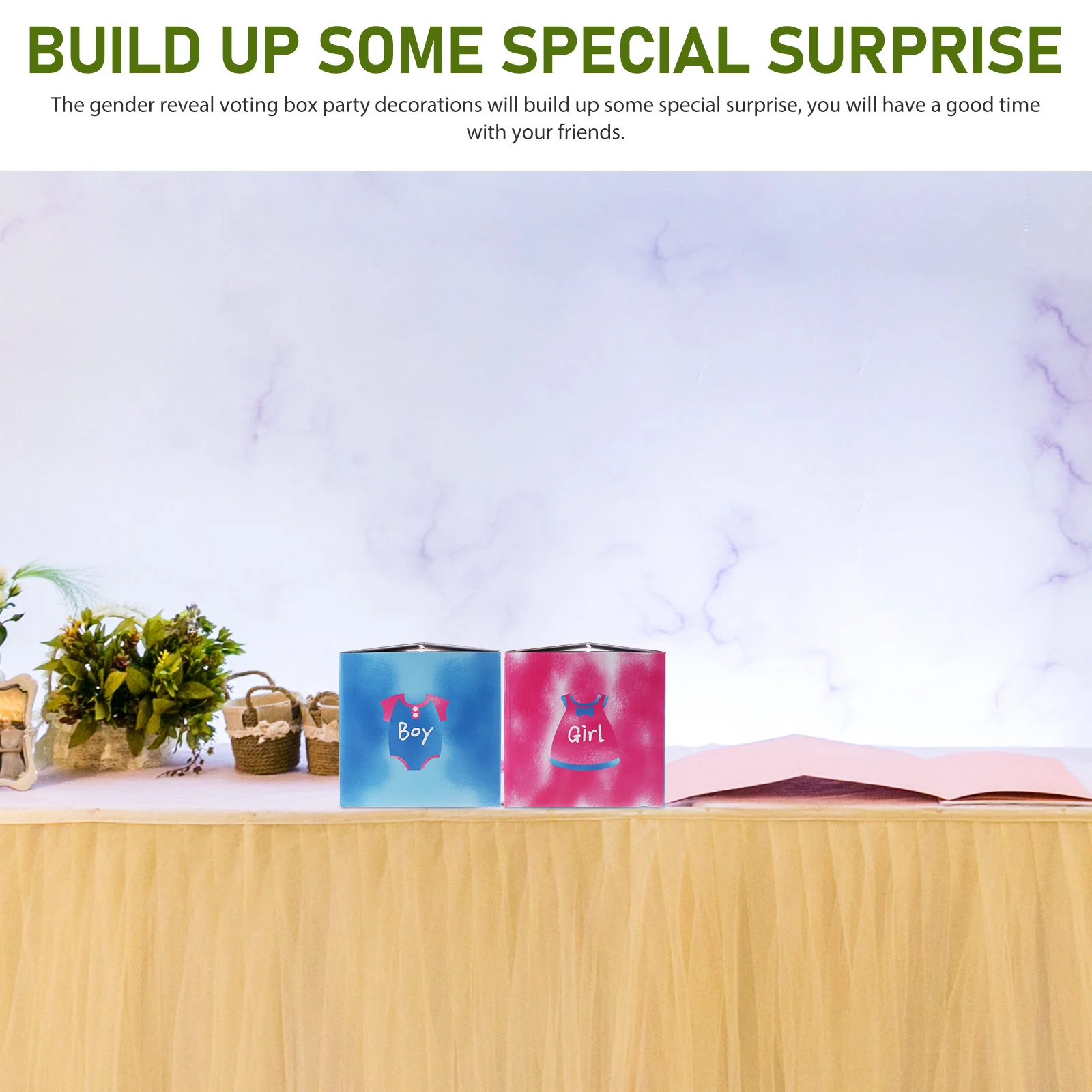 

1Set Baby Gender Reveal Voting Box Set Sturdy Paper Voting Game Decor with Cards for Birthday Party Gender Reveal Table
