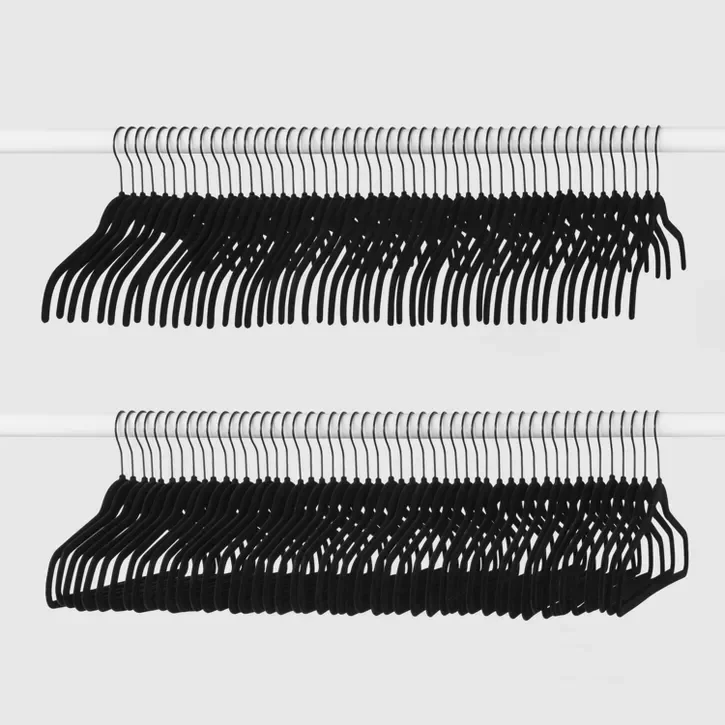 

100pk Combo Pack Suit/Shirt Flocked Hangers rack floating shelves for wall