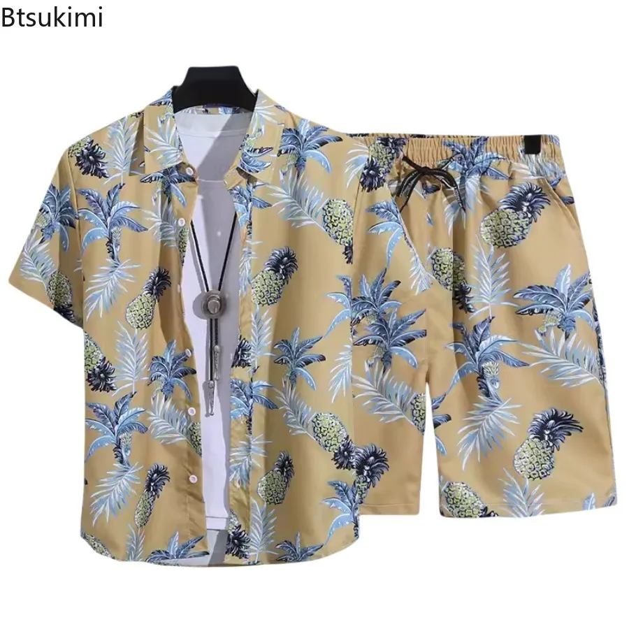 3D Printed Men's Short Sleeved Shirt Set Summer Fashion Casual Thin Street Set Comfortable and Breathable Plus Size Beach Outfit - view 6