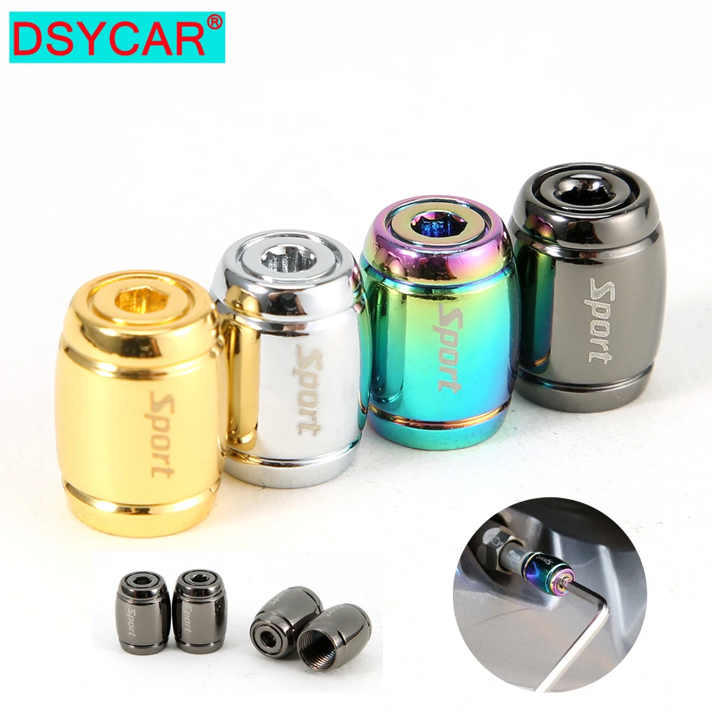 

DSYCAR 1Set Fashion Zinc Alloy Anti-theft Sport Car Tire Valve Caps Wheel Tires Tire Stem Air Cap Airtight Cover for Car Styling