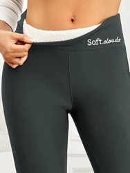 High Waist Winter Leggings Women Solid Color Prevent Cold Super Warm Velvet Leggings Outdoors Work Classic Thick Pants