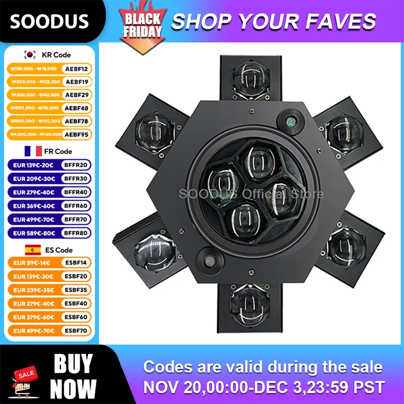 

Lights 6 Heads 6 in 1 LED Beam Moving Head Beam Strobe Stage Light RGBW Lighting Sound Activated DMX For DJ Disco Party Music