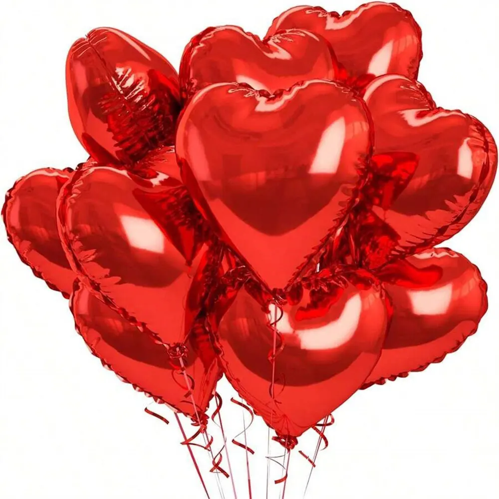 5 Stück/10 Stück 45,7 cm rosa herzförmiger Liebesballon aus Aluminiumfolie für Valentinstag, Geburtstag, Party-Dekoration, Hochzeit, Verlobung, Fe – Detail 6