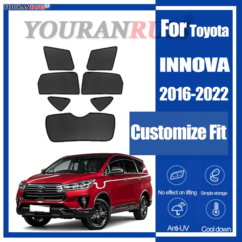 

Customize For Toyota INNOVA 2016-2022 Car Side Windows Sunshade Curtains Mesh Heat Insulation Protect Privacy Accessories