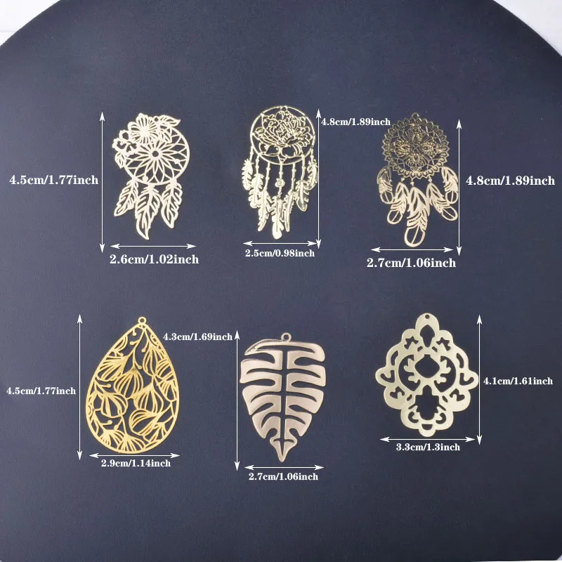 10pcs brass Filigree  Leaf Flower Dream catcher charms Pendant DIY Jewerly Making Accesories