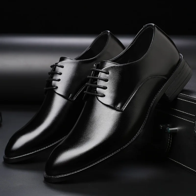

Leather Shoes for Men Classic Business Formal Shoes Fashion Pointed Casual Shoes for Men Soft Soled Driving Shoe Lace Up Oxfords