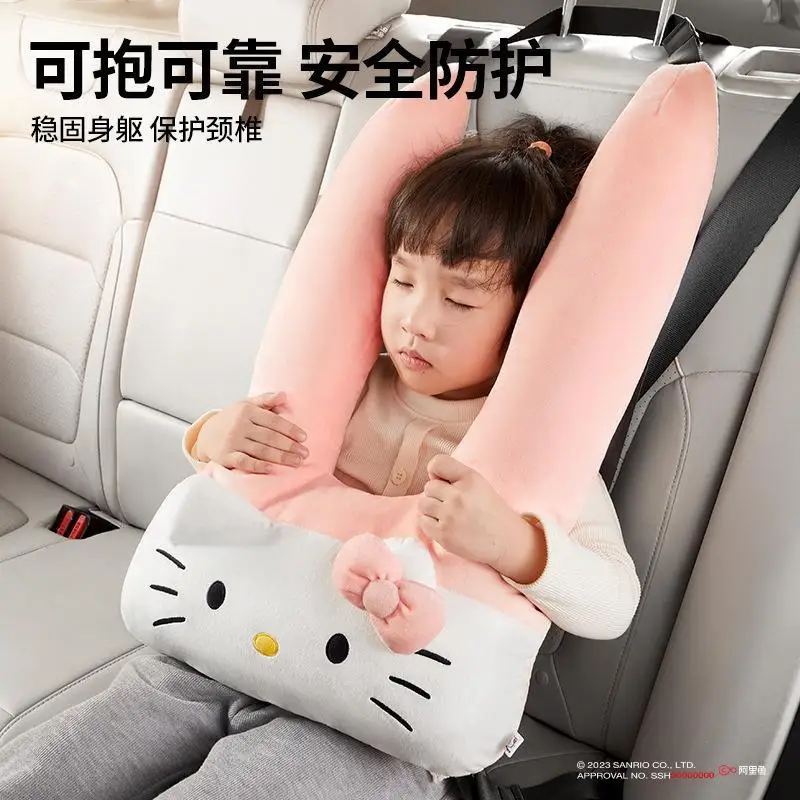 2024 Japanese Sanrio Car Pillow Pp Cotton H-Shaped Hellokitty Kuromi Melody Car Rear Seat Sleeping Pillow Four Seasons Universal