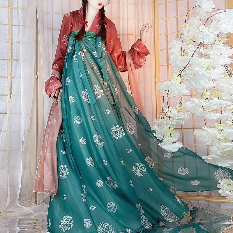 

Tang Dynasty Hanfu Skirt - One-Piece Wrap-around Ruqun for Women A-Line High-Waist Long Dress Traditional Chinese Clothing